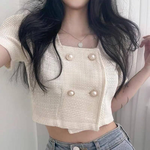 Tweed Double  Breasted Tops
